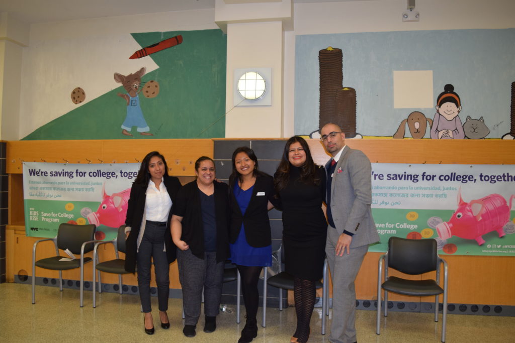  Expert Panel featuring P.S. 92 Alumna Daissy Rojas, College Finance Expert Sandy Jimenez, and NYC Kids RISE Staff Arli Cornejal, Carolina Valencia and Murray Abeles