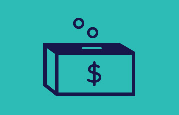 coin bank icon on teal background