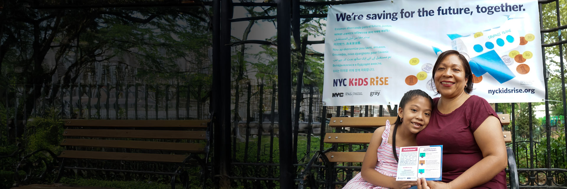 NYC Family in front of a school